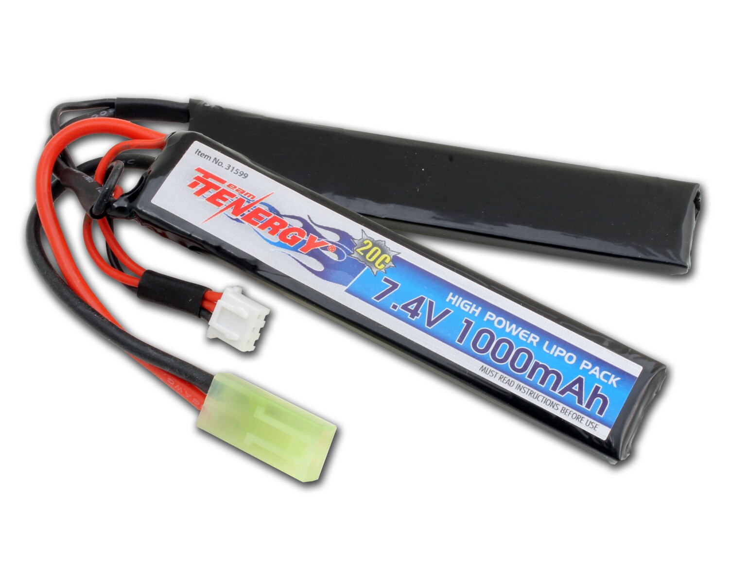 Tenergy 7.4V 1000mAh LiPo Airsoft Butterfly Battery Pack